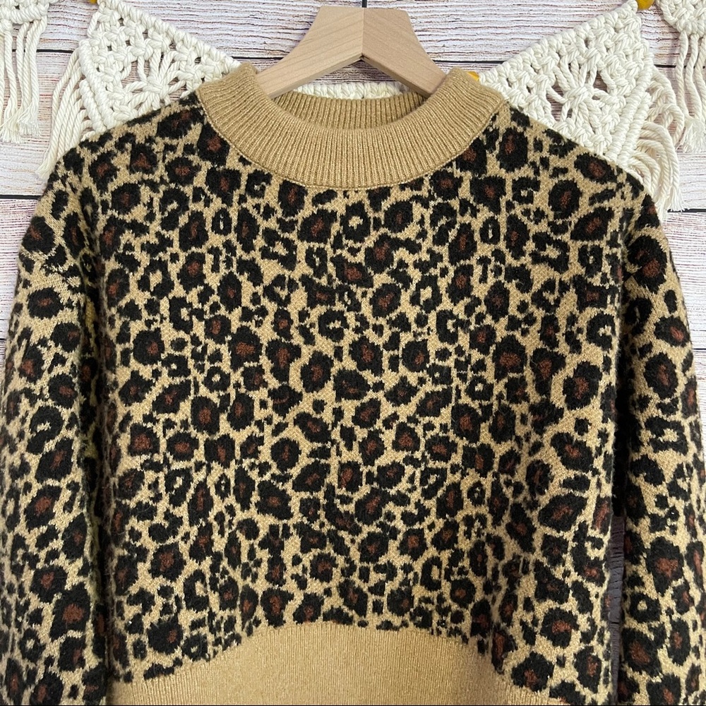 Zara Oversized Leopard Print Knit Sweater - Picture 4 of 14